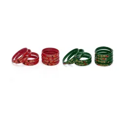 SOMIL Set Of 16 Stones Studded Glass Bangles-picture-11
