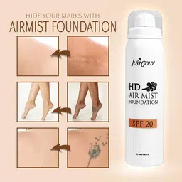 JUSTGOLD HD Air Mist Face And Body Foundation Spray with SPF 20 150 ml - Shade 04 image 3