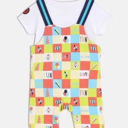 MINI KLUB Infant Boys Conversational Printed Pure Cotton Dungarees With T-Shirt image 5