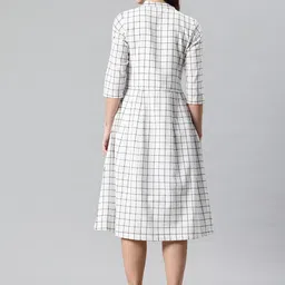 Cottinfab Checked Fit & Flare Midi Dress with Attached Jacket image 3
