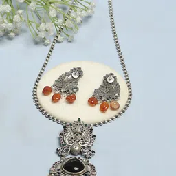 Biba Silver-Plated Artificial Stones-Studded & Beaded Jewellery Set-picture-43