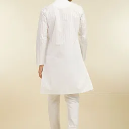 Diwas by Manyavar Striped Woven Design Mandarin Collar Cotton Straight Kurta image 4