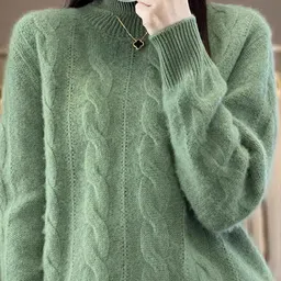 StyleCast Women Cable Knit Self Design High Neck Pullover image 2