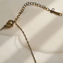 VYRA Stainless Steel Gold-Plated Quirky Pendant With Chain image 2