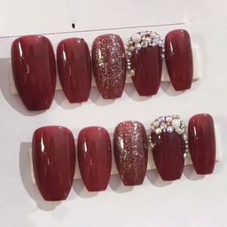 AMOK STORE Set Of 12 Reusable Artificial Press On Nails With Application Kit - Marron-picture-14