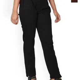 SRISARAS Women Cotton Mid-Rise Pleated Peg Trousers-image-5