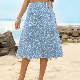 DressBerry Floral Print Flared Skirt with Slit-picture-10