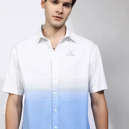 Highlander Men Cream Logo Embroider Ombre Effect Oversized Shirt-picture-26