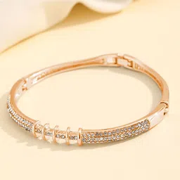 Shining Diva Fashion Rose Gold-Plated Crystals Studded Wraparound Bracelet image 2