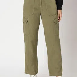 Kraus Jeans Women Loose Fit High-Rise Cargos Trousers-picture-35