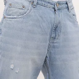 SHOWOFFFF Men Comfort Straight Fit Low-Rise Mildly Distressed Light Fade Acid Wash Jeans image 4