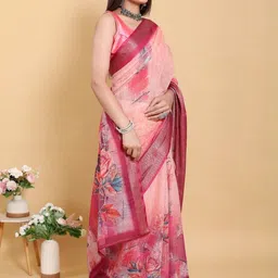 GOHILL ENTERPRISE Floral Pure Linen Saree-picture-24