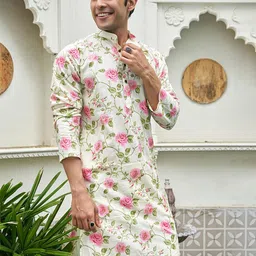 Shasak Men Floral Printed Thread Work Kurta image 3