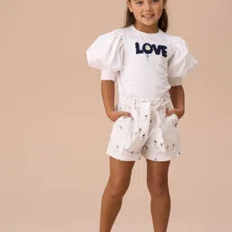 Angel & Rocket Print Puff Sleeve Top image 5