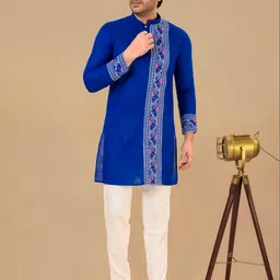 FRANSCART Men Geometric Embroidered Thread Work Kurta-picture-13