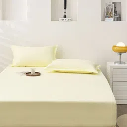 JC HOME Beige 140 TC King Bedsheet with 2 Pillow Covers image 5