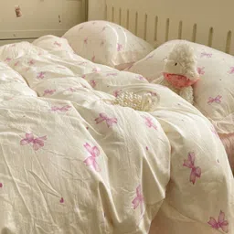 JC HOME Pink & White Solid Polycotton 4 Piece Double Extra Large Regular Bedding Set-picture-42