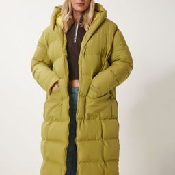 Happiness istanbul Women Hooded Longline Quilted Jacket-picture-7