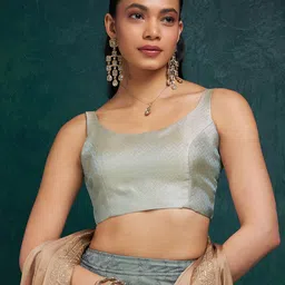 Soch Woven Design Sleeveless Saree Blouse image 3