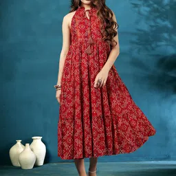 Anouk Women Ethnic Motifs Printed Fit & Flare Midi Ethnic Dresses image 1