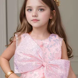 Lagorii Girl Party Wear Gown With Sequin Flowers And Giant Bow image 2
