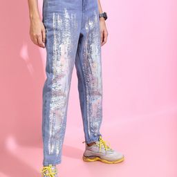 Tokyo Talkies Women Stylish Blue Mom Fit Cropped Jeans-picture-39