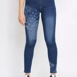 Being Human Women Blue Solid Skinny Fit Heavy Fade Jeans-picture-15