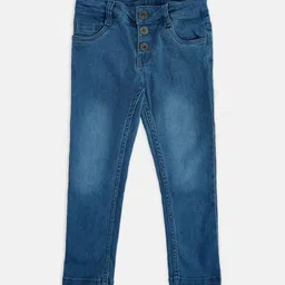 Pantaloons Junior Girls Navy Blue Light Fade Cotton Jeans-picture-53