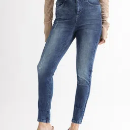 RAREISM Women Blue High-Rise Low Distress Light Fade Jeans-image-82