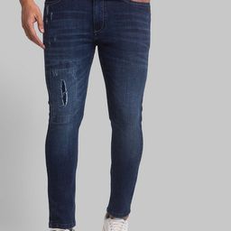 Parx Men Blue Slim Fit Low Distress Light Fade Jeans-picture-40