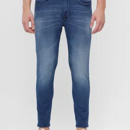WROGN Men Blue Skinny Fit Heavy Fade Cropped Jeans-picture-23