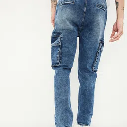 max Men Mid Rise Heavy Fade Stretchable Cargo Jeans image 3