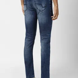 Peter England Casuals Men Navy Blue Slim Fit Mildly Distressed Heavy Fade Jeans image 2