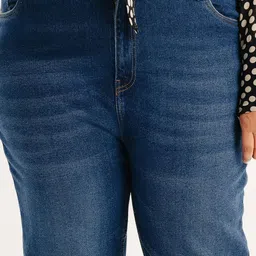 FREAKINS Women Plus Size Bootcut Light Fade Whiskers & Chevrons Stretchable Jeans image 2