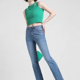 ONLY Women Flared High-Rise Clean Look Heavy Fade Stretchable Jeans-picture-38
