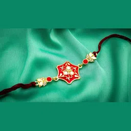 aadita Men Gold-Toned Kundan & Pearl Handmade Rakhi-picture-39