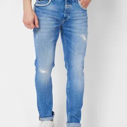 SPYKAR Men Slim Fit  Narrow Low-Rise Mildly Distressed Heavy Fade Jeans-picture-0