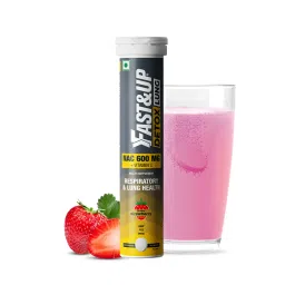 fast & up Fast&Up Lung Detox with 600mg NAC (N-acetylcysteine) for Smokers, Mucus, Chest Congestion & Pollution l Lung Cleanser Drink l Lung & Respiratory Health l 20 Effervescent Tablet - Strawberry Flavor image 1