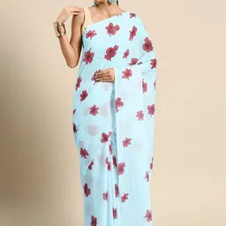 BUTA BUTI Floral Pure Cotton Saree-image-63