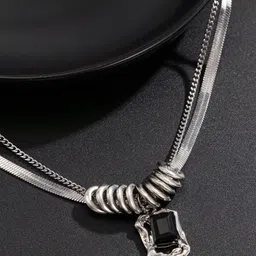kazare Rhodium-Plated Geometric Pendants with Chains image 2