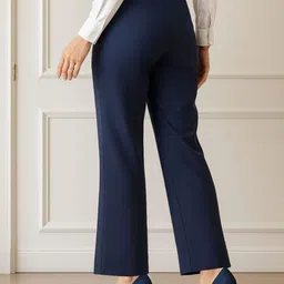 Martini Women Solid Comfort Straight Fit High-Rise Trousers image 2