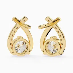 VALANOVA 14Kt Lab Grown Gold Diamond Studded Earrings-2.49 gm image 3