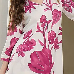 Indo Era Women Floral Printed Regular A-Line Kurta with Trousers image 4