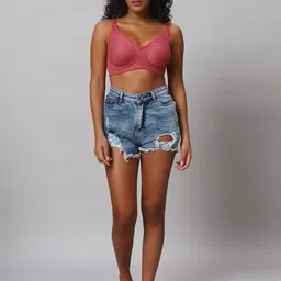 Imsa Moda Women Coral Solid Full Coverage Non Padded Bra image 4