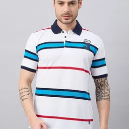Duke Men Striped Polo Collar Pockets T-shirt-picture-44