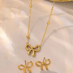Designs & You Stainless Steel Gold-Plated Jewellery Set-picture-17
