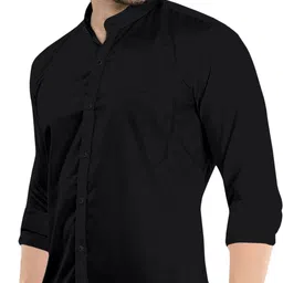 vtexx Men Regular Fit Solid Mandarin Collar Casual Shirt image 3