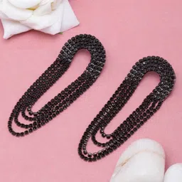 KPOP Silver-Plated Rhinestone Studded Contemporary Drop Earrings image 1