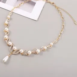 Shining Diva Fashion Gold-Plated Stones Studded & Pearl Beaded Jewellery Set-picture-23