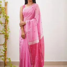 Mufa Ethnic Motifs Embroidered Saree with Unstitched Blouse Piece image 3